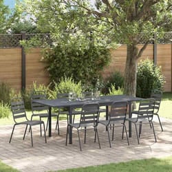 vidaXL Ensemble de jardin 9 pièces en acier anthracite table et chaises modernes mobilier dextérieur qui résiste à leau