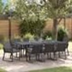 vidaXL Ensemble de salle à manger de jardin 9 pcs Noir Large Métal