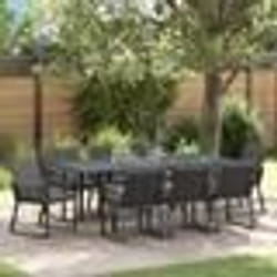 vidaXL Ensemble de salle à manger de jardin 9 pcs Noir Large Métal