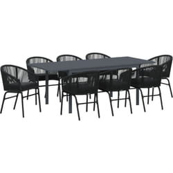 Vidaxl - Ensemble de salle à manger jardin 9 pcs Noir Large