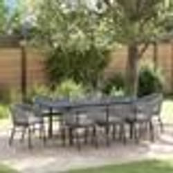 vidaXL Ensemble de salle à manger de jardin 9 pcs Gris Large