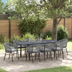 vidaXL Ensemble de salle à manger pour jardin 9 pcs Gris polyrotin 3378833