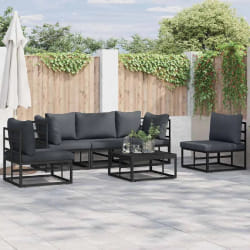 vidaXL Ensemble de canapé de jardin avec coussin 5 pcs Noir Aluminium