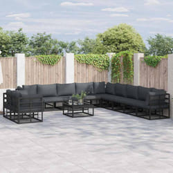 Vidaxl Ensemble De Canapé De Jardin Avec Coussin Noir Aluminium