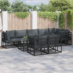Vidaxl Ensemble De Canapé De Jardin Avec Coussin Noir Aluminium