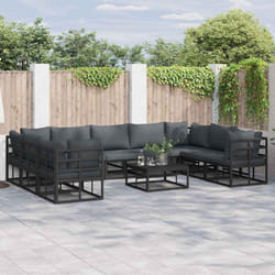Vidaxl Ensemble De Canapé De Jardin Avec Coussin Noir Aluminium