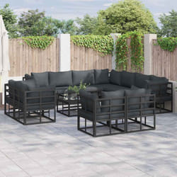 Ensemble De Canapé De Jardin Avec Coussin 12 Pcs Noir Aluminium Vidaxl