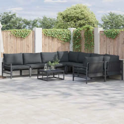 vidaXL Ensemble de canapé de jardin 9 pcs Anthracite Acier