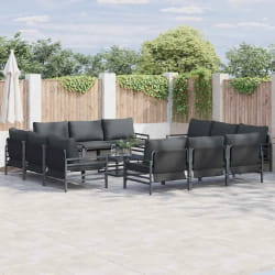 vidaXL Ensemble de canapé de jardin 12 pcs Anthracite Acier