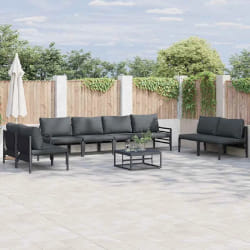 vidaXL Ensemble de canapé de jardin 9 pcs Anthracite Acier