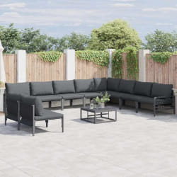 vidaXL Ensemble de canapé de jardin 11 pcs Anthracite Acier