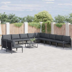 vidaXL Ensemble de canapé de jardin 11 pcs Anthracite Acier