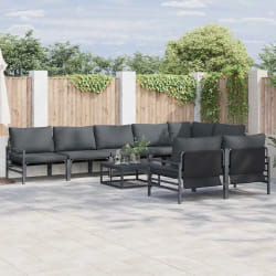 vidaXL Ensemble de canapé de jardin 9 pcs Anthracite Acier