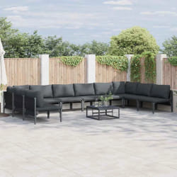 vidaXL Ensemble de canapé de jardin 11 pcs Anthracite Acier