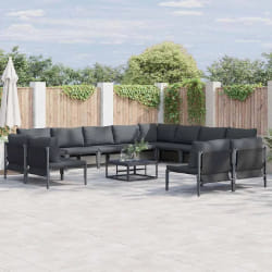 vidaXL Ensemble de canapé de jardin 12 pcs Anthracite Acier