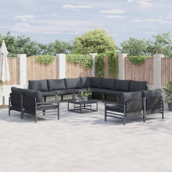 vidaXL Ensemble de canapé de jardin 11 pcs Anthracite Acier