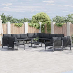 vidaXL Ensemble de canapé de jardin 12 pcs Anthracite Acier