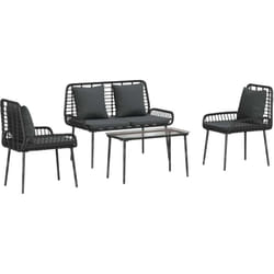 Vidaxl Ensemble De Meubles De Jardin 4 Pcs Marron Noir Crème