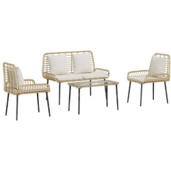 Vidaxl Ensemble De Meubles De Jardin 4 Pcs Marron Noir Crème