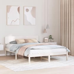 Cadre De Lit Avec Tête De Lit Blanc 200 X 200 Cm Pin Massif Vidaxl