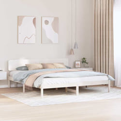 Cadre De Lit Blanc 180 X 200 Cm Bois Massif En Pin Vidaxl
