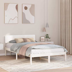 Cadre De Lit Blanc 135 X 190 Cm Bois Massif En Pin Vidaxl
