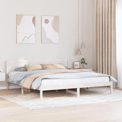 vidaXL Cadre de lit en bois de pin blanc Blanc Bois massif King size 872177