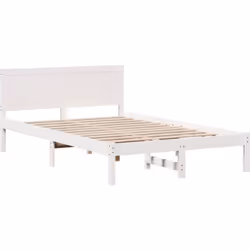Check ce cadre de lit avec tête de lit – il a un style moderne et minimaliste, fait en bois de pin massif, apportant une touc ...