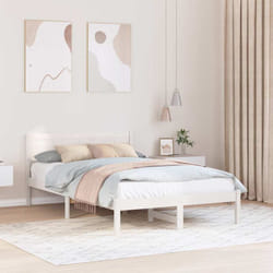 Cadre De Lit Blanc 135 X 190 Cm Bois De Pin Massif Vidaxl