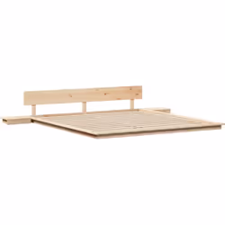 Ce cadre de lit au sol mixe praticité et style. Son design intégré impeccable combine une tête de lit avec des tables de chev ...