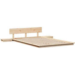 Vidaxl - Cadre lit avec tables de chevet 135x190cm en bois massif