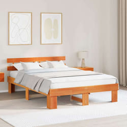 Cadre De Lit Marron 160 X 200 Cm Bois De Pin Massif Vidaxl