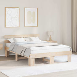 Cadre De Lit Marron 140 X 200 Cm Bois De Pin Massif Vidaxl