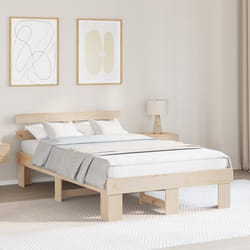 vidaXL Cadre de Lit avec Tête de Lit 140x190 cm Bois Massif Pin 872446