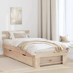 vidaXL Lit plateforme en pin brun 90 x 200 cm avec beaucoup de rangement et deux tiroirs en dessous 872542
