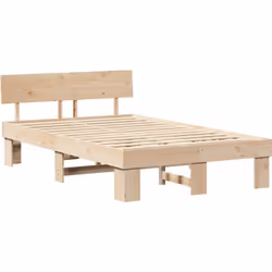 Ce cadre de lit au design élégant met en valeur la beauté du bois de pin massif, offrant une esthétique moderne avec ses lign ...