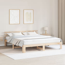 Cadre De Lit Marron 200 X 200 Cm Bois De Pin Massif Vidaxl