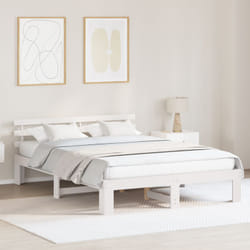 Cadre De Lit Blanc 150 X 200 Cm Bois De Pin Massif Vidaxl