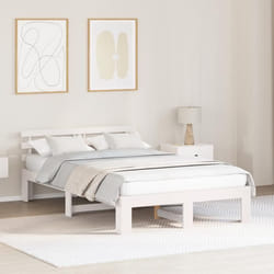 vidaXL Cadre de lit en pin blanc Blanc Bois massif 140 x 190 cm Durable 872615