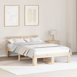 Cadre De Lit Marron 135 X 190 Cm Bois De Pin Massif Vidaxl