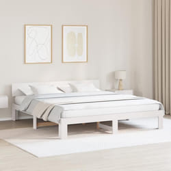 vidaXL Cadre de lit avec tête de lit blanc 200x200 cm Bois de pin massif 872639