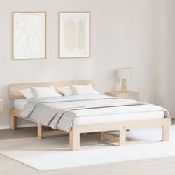 Cadre De Lit Avec Tête De Lit Naturel 160 X 200 Cm Pin Massif Vidaxl