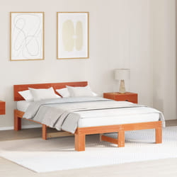 Cadre De Lit Marron 140 X 190 Cm Bois De Pin Massif Vidaxl