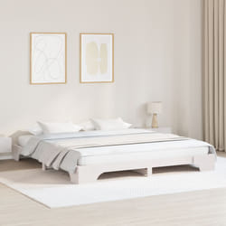 Vidaxl - Cadre De Lit Blanc 207 X 187 X 17 Cm Bois Massif En Pin