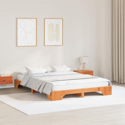 Vidaxl - Cadre De Lit Marron Cire 207 X 155.5 X 17 Cm Bois Massif En Pin
