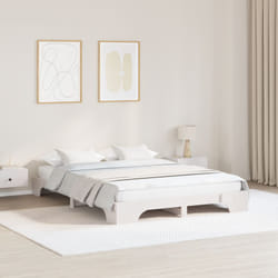 Cadre De Lit Blanc 207 X 147 X 17 Cm Bois Massif En Pin Vidaxl