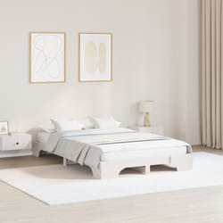 Cadre De Lit Blanc 197 X 142 X 17 Cm Bois Massif En Pin Vidaxl