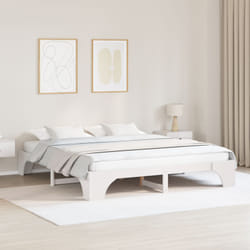 Cadre De Lit Blanc 207 X 207 X 30 Cm Bois Massif En Pin Vidaxl