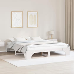 Cadre De Lit Blanc 207 X 187 X 30 Cm Bois Massif En Pin Vidaxl