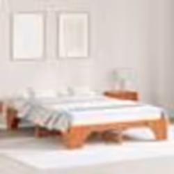vidaXL Cadre de Lit Marron Ciré Bois Massif 140 x 200 cm Solide 872946